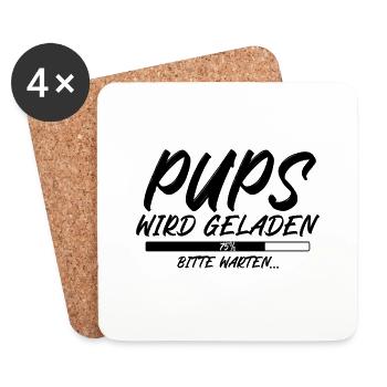 Pups wird geladen bitte warten - Untersetzer (4er-Set) - Weiß - Vorne