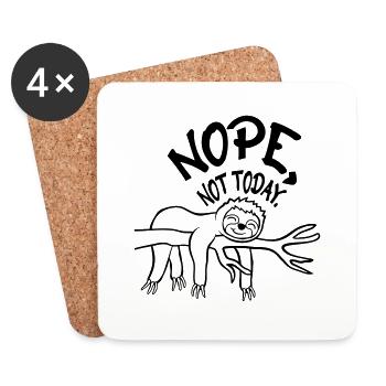 Drôle de paresseux Nope - Dessous de verre (lot de 4) - blanc - Devant