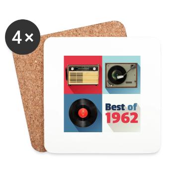 Best of 1962 Vinyl Radio Oldschool Plattenspieler - Untersetzer (4er-Set) - Weiß - Vorne