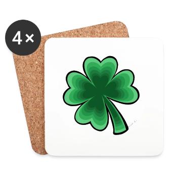 trèfle à quatre feuilles - Dessous de verre (lot de 4) - blanc - Devant