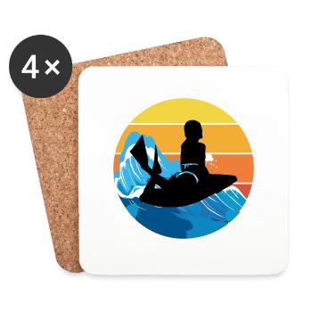 Bodyboarding Bodyboarder Water Sport Vintage Retro - Coasters (set of 4) - white - Front