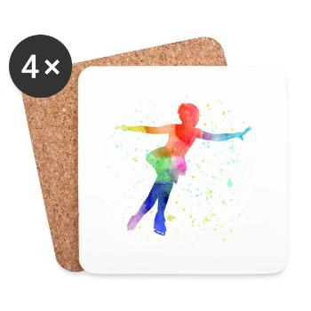Patinage artistique Patineur Patineur Skate Danse Sports d’hiver - Dessous de verre (lot de 4) - blanc - Devant