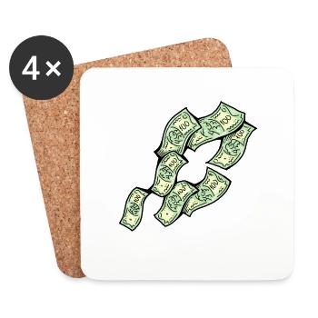 Großes Geld, das zu Ihnen für Reichtum und Wohlstand fliegt. - Untersetzer (4er-Set) - Weiß - Vorne