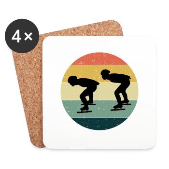 Eisschnelllauf Eisschnelllauf Schlittschuhrennen Vintage Retro - Untersetzer (4er-Set) - Weiß - Vorne