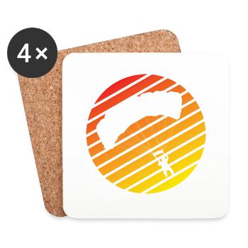 Paraglider Retro Paragliding Skydiving - Coasters (set of 4) - white - Front