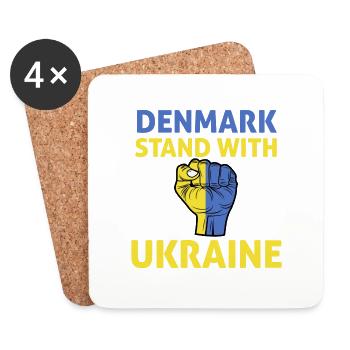 Danemark Ukraine - je soutiens Ukraine - Dessous de verre (lot de 4) - blanc - Devant