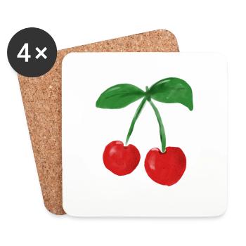 Sommer-Kirschen - Untersetzer (4er-Set) - Weiß - Vorne