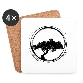 Bonsai black - Coasters (set of 4) - white - Front