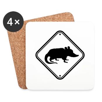 Gefahr Schild Opossum - Untersetzer (4er-Set) - Weiß - Vorne