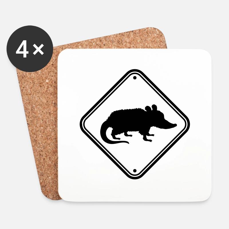 Gefahr Schild Opossum - Untersetzer (4er-Set) - Weiß