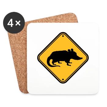 Opossum Gefahr Schild - Untersetzer (4er-Set) - Weiß - Vorne