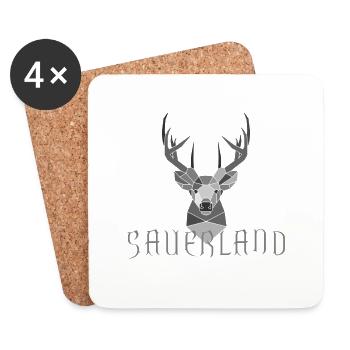 Sauerland Geweih silber/grau - Untersetzer (4er-Set) - Weiß - Vorne