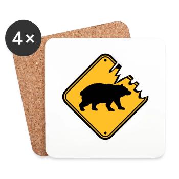 Shield Bear Danger to Life - Coasters (set of 4) - white - Front
