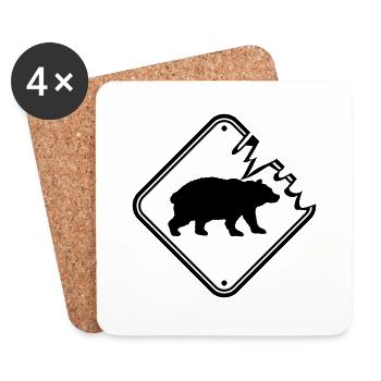 Danger to life Shield Bear - Coasters (set of 4) - white - Front