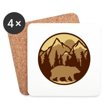 Berge Wald Bär - Untersetzer (4er-Set) - Weiß - Vorne