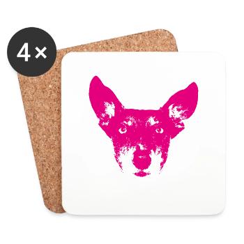 Hund Pink - Untersetzer (4er-Set) - Weiß - Vorne
