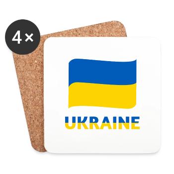 Flag Ukraine t-shirt - Coasters (set of 4) - white - Front