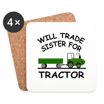 Tractor - Coasters (set of 4) - white - Front