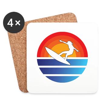 surf surf surfer cadeau planche de surf - Dessous de verre (lot de 4) - blanc - Devant
