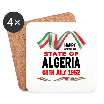 Alegria National Day, gift Algeria - Coasters (set of 4) - white - Front