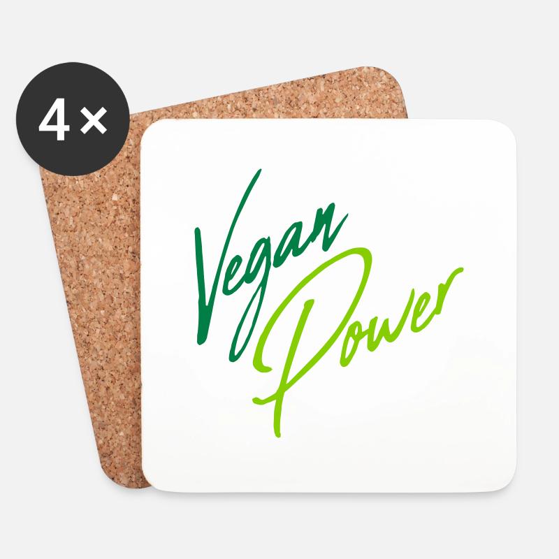 Vegan Power Schreibschrift - Untersetzer (4er-Set) - Weiß