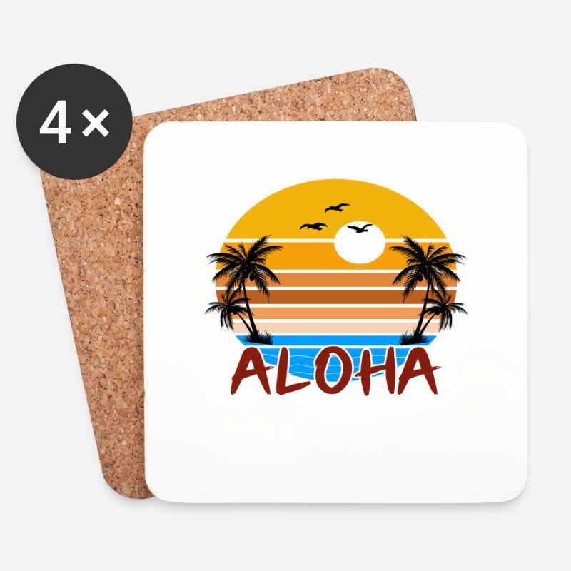 Aloha Sommer - Untersetzer (4er-Set) - Weiß