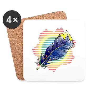 Feather - Coasters (set of 4) - white - Front
