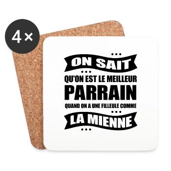 MEILLEUR PARRAIN AVEC UNE FILLEULE COMME LA MIENNE - Dessous de verre (lot de 4) - blanc - Devant