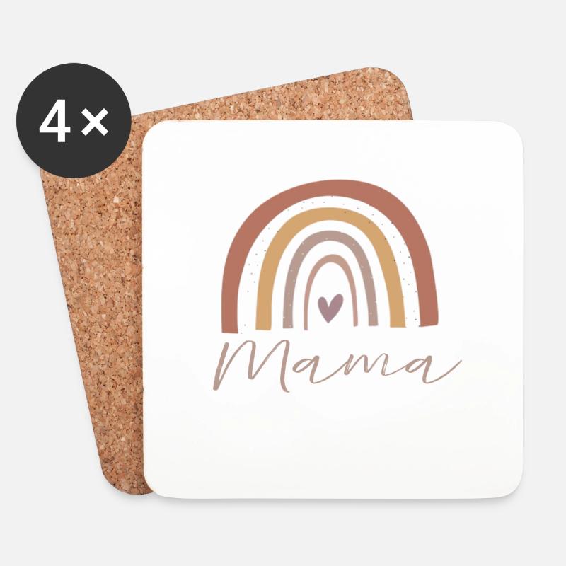 Regenbogen Mama Mom Baby Beste Mama Muttertag - Untersetzer (4er-Set) - Weiß