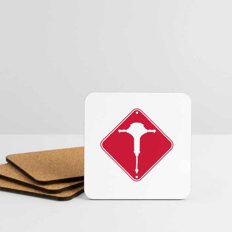 Caution Jackhammer Warning Coasters (set of 4)