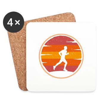 Laufshirt Männer rennen joggen laufen Geschenk - Untersetzer (4er-Set) - Weiß - Vorne