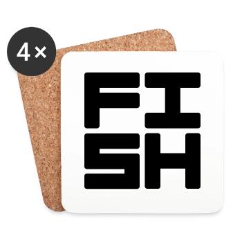 Fish Text Logo - Dessous de verre (lot de 4) - blanc - Devant