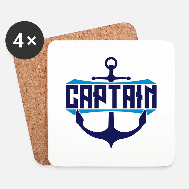 Captain Anker Text - Untersetzer (4er-Set) - Weiß