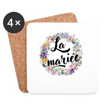 la mariée floral- t-shirt assorti - Dessous de verre (lot de 4) - blanc - Devant