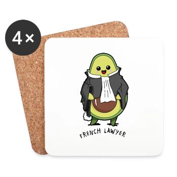 Avocat kawaii en robe - Dessous de verre (lot de 4) - blanc - Devant