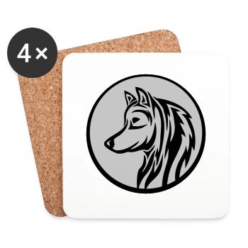 Round Wolf Tattoo - Coasters (set of 4) - white - Front