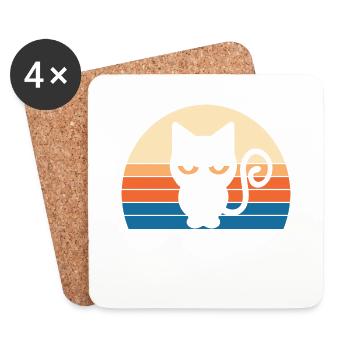 Cat Daddy Retro Vintage Katze - Untersetzer (4er-Set) - Weiß - Vorne