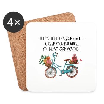 Life is like riding a bicycle, to keep your balanc - Untersetzer (4er-Set) - Weiß - Vorne