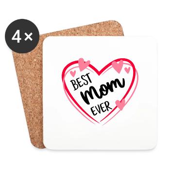 Frauen Muttertag Geschenk Best Mom Ever - Untersetzer (4er-Set) - Weiß - Vorne