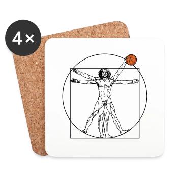vitruvian basketball ballsprort gift men - Coasters (set of 4) - white - Front