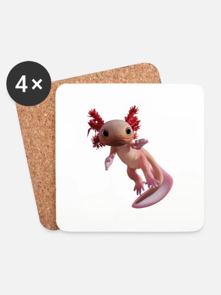 Axolotl - Untersetzer (4er-Set) - Weiß
