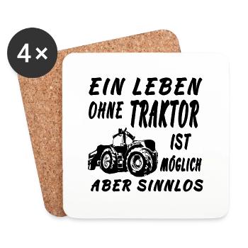 Traktor - Untersetzer (4er-Set) - Weiß - Vorne