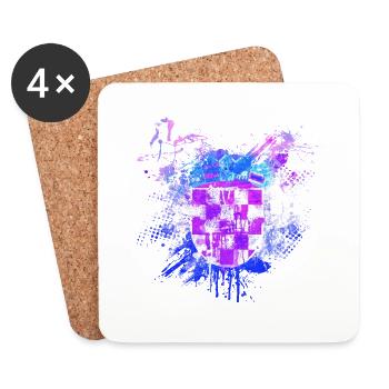 Croatie Croate Hrvatska Kroatien Croates Graffiti - Dessous de verre (lot de 4) - blanc - Devant