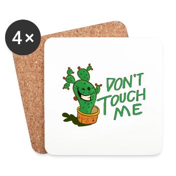 Funny Cactus Gardener Saying Don't touch me - Coasters (set of 4) - white - Front