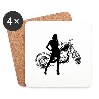 Motocyclette - Dessous de verre (lot de 4) - blanc - Devant
