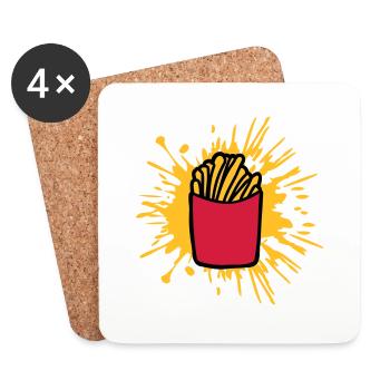Farbklecks Pommes Frites - Untersetzer (4er-Set) - Weiß - Vorne