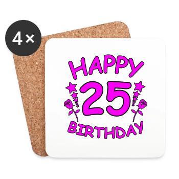 Anniversaire - Dessous de verre (lot de 4) - blanc - Devant
