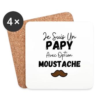 je suis un papy avec option moustache - Dessous de verre (lot de 4) - blanc - Devant