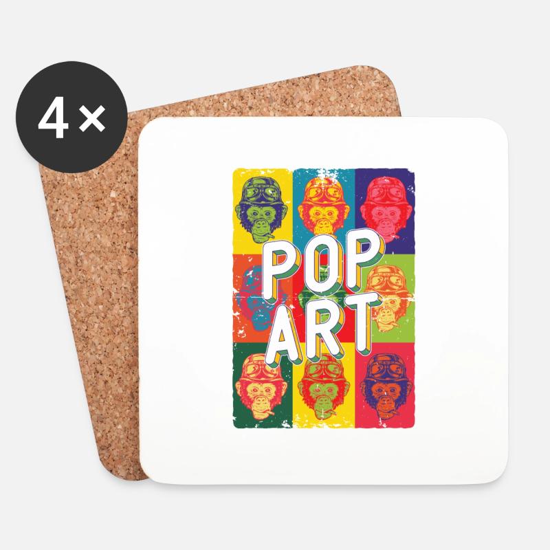 Pop Art - Untersetzer (4er-Set) - Weiß