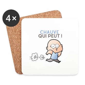 Chauve qui peut ! Cadeau drôle pour homme chauve - Dessous de verre (lot de 4) - blanc - Devant